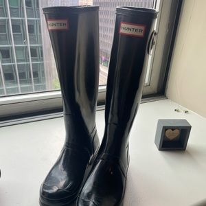 Tall Gloss Black Hunter Rain Boots